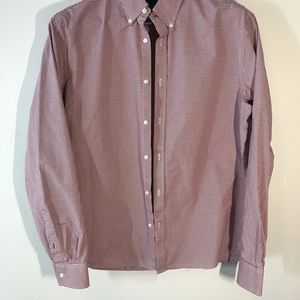 Tommy Hilfiger Slim Fit Red Grid Checked Dress Shirt Men's Large 16-16 1/2 32/33